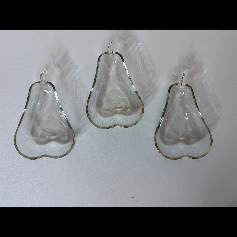 Vintage Indiana Glass Pear Shaped Dessert Berry Bowls Set of 3